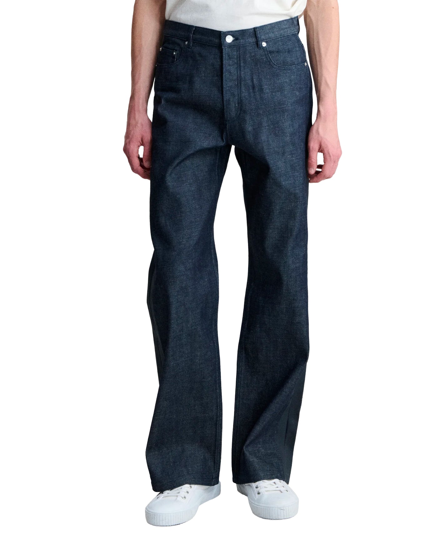 Jeans A.P.C FRGMT Sally indigo brut coupe large porté homme face