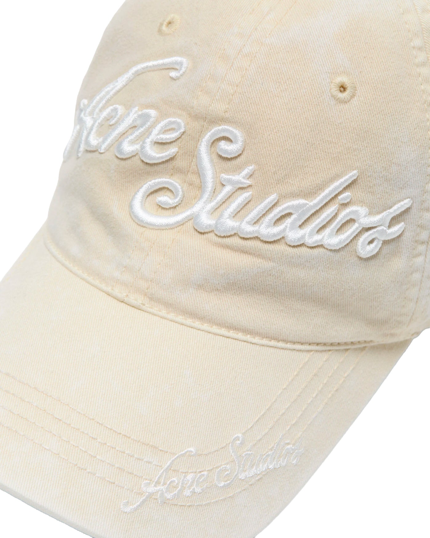 Casquette Acne Studios beige zoom broderie logo blanc sur la visière