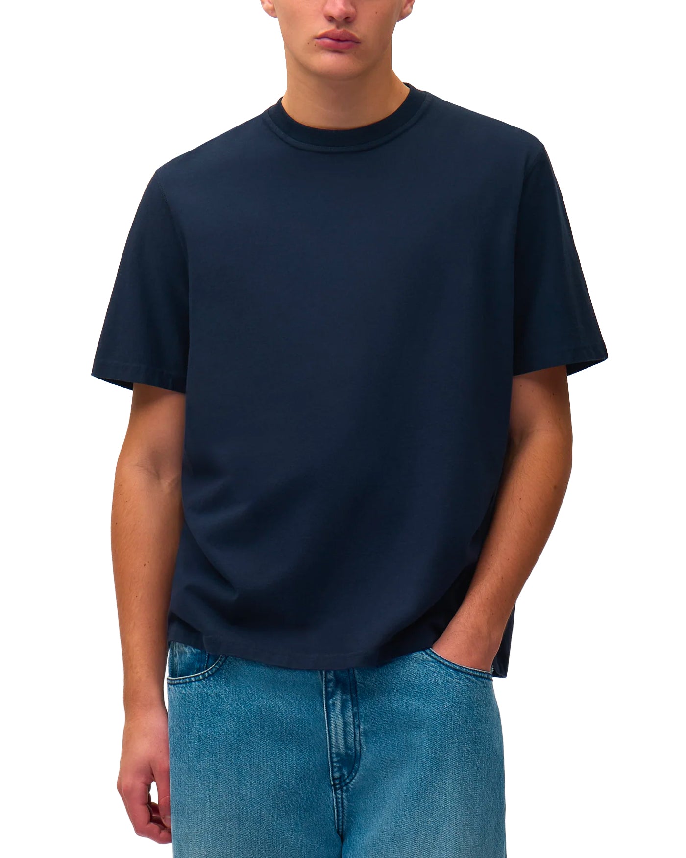 T-shirt Arte Antwerp bleu navy coupe oversize uni vue de face
