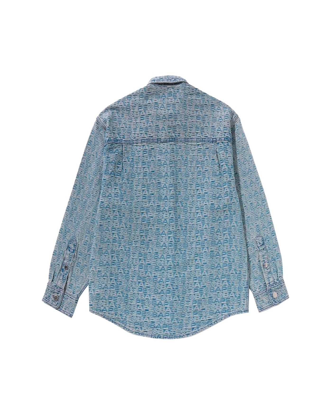 Chemise en denim BAPE jacquard monogramme bleu délavé vue dos