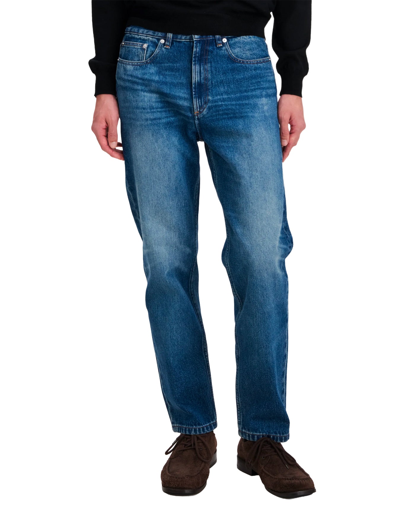 Jeans A.P.C Martin 90's indigo délavé porté sur mannequin face