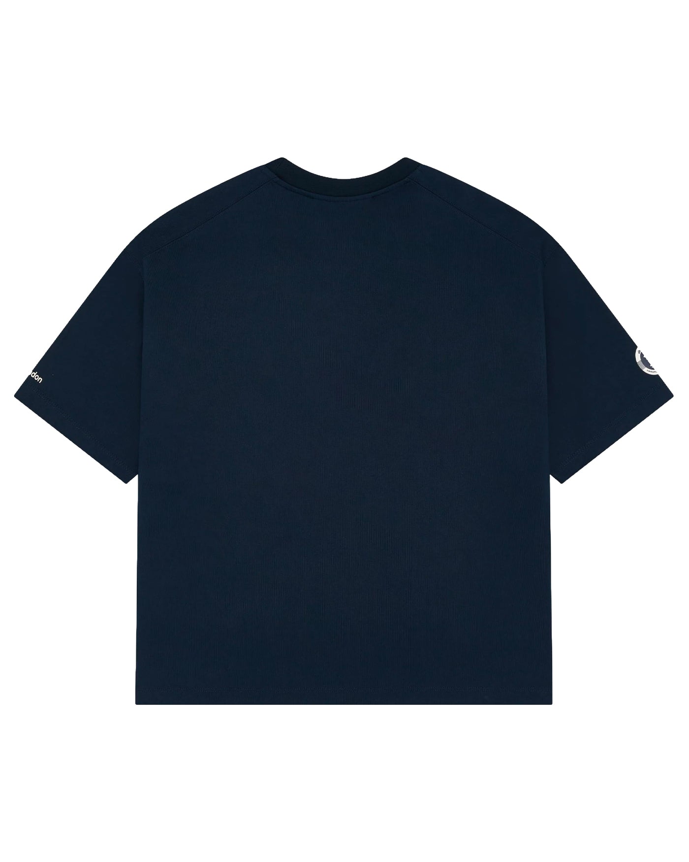 T-shirt About:Blank Varsity bleu marine uni patch logo vue dos