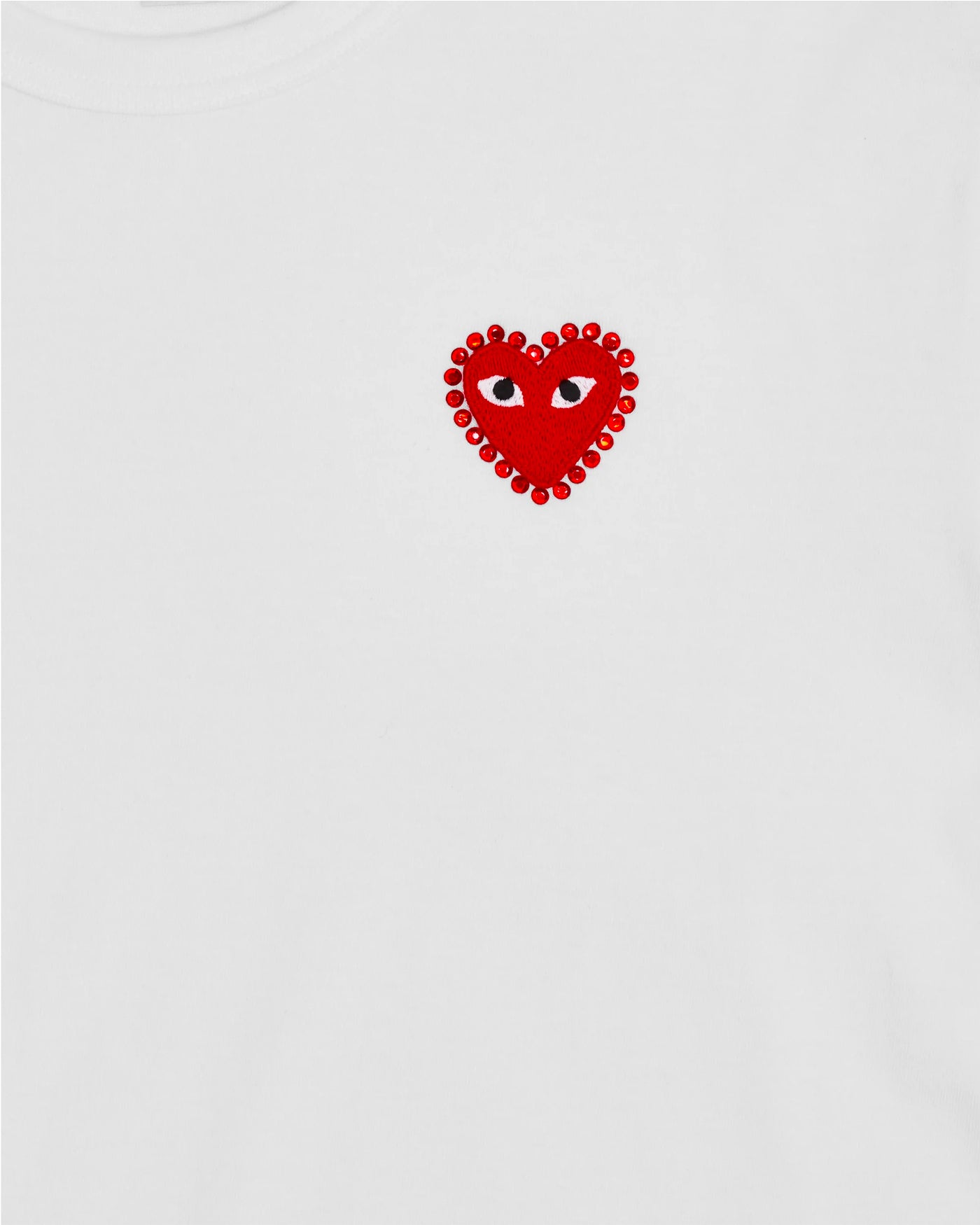 T-shirt Comme des Garçons Play blanc, détail cœur rouge strass