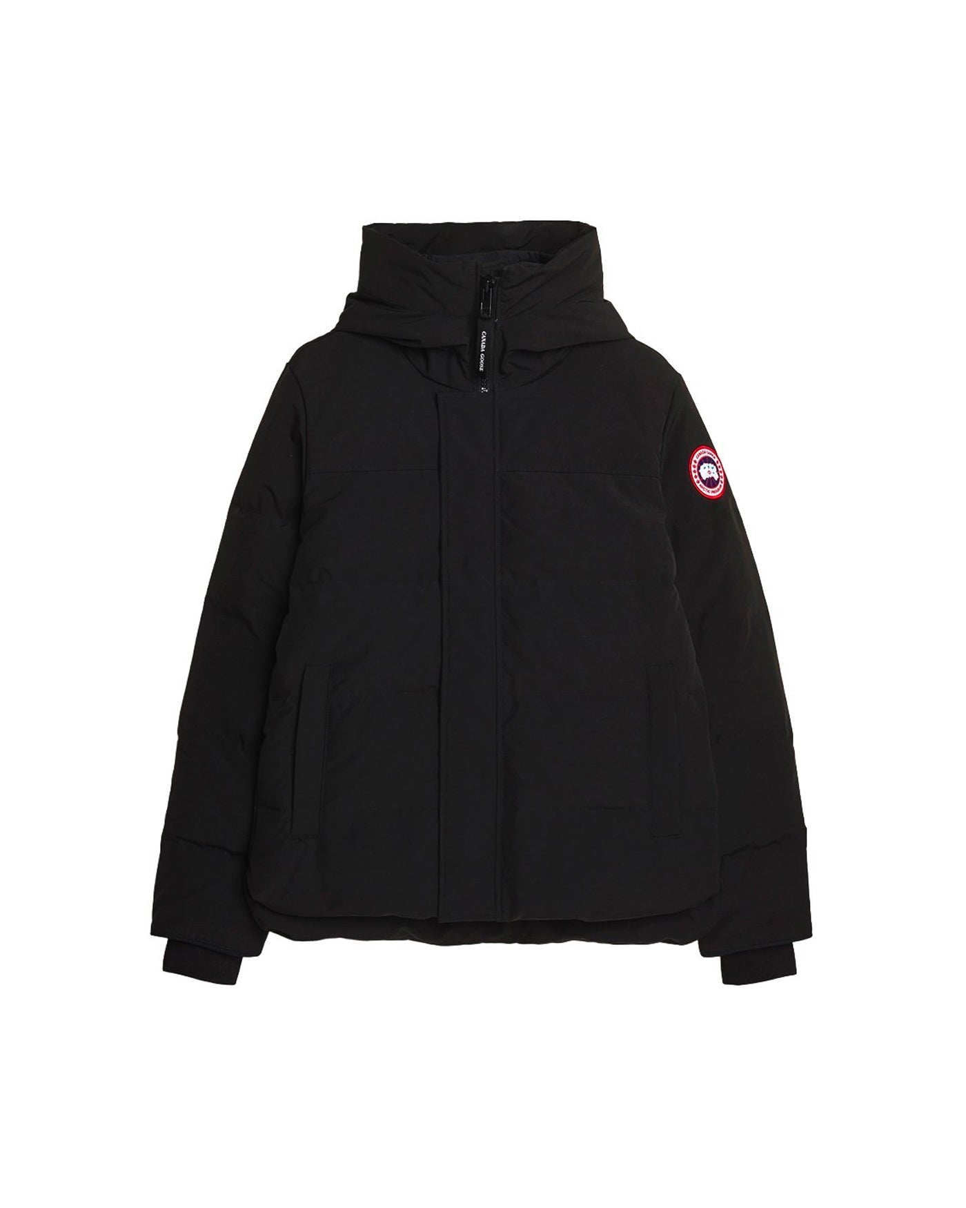 Parka Canada Goose Mac Millan noire à capuche patch logo face