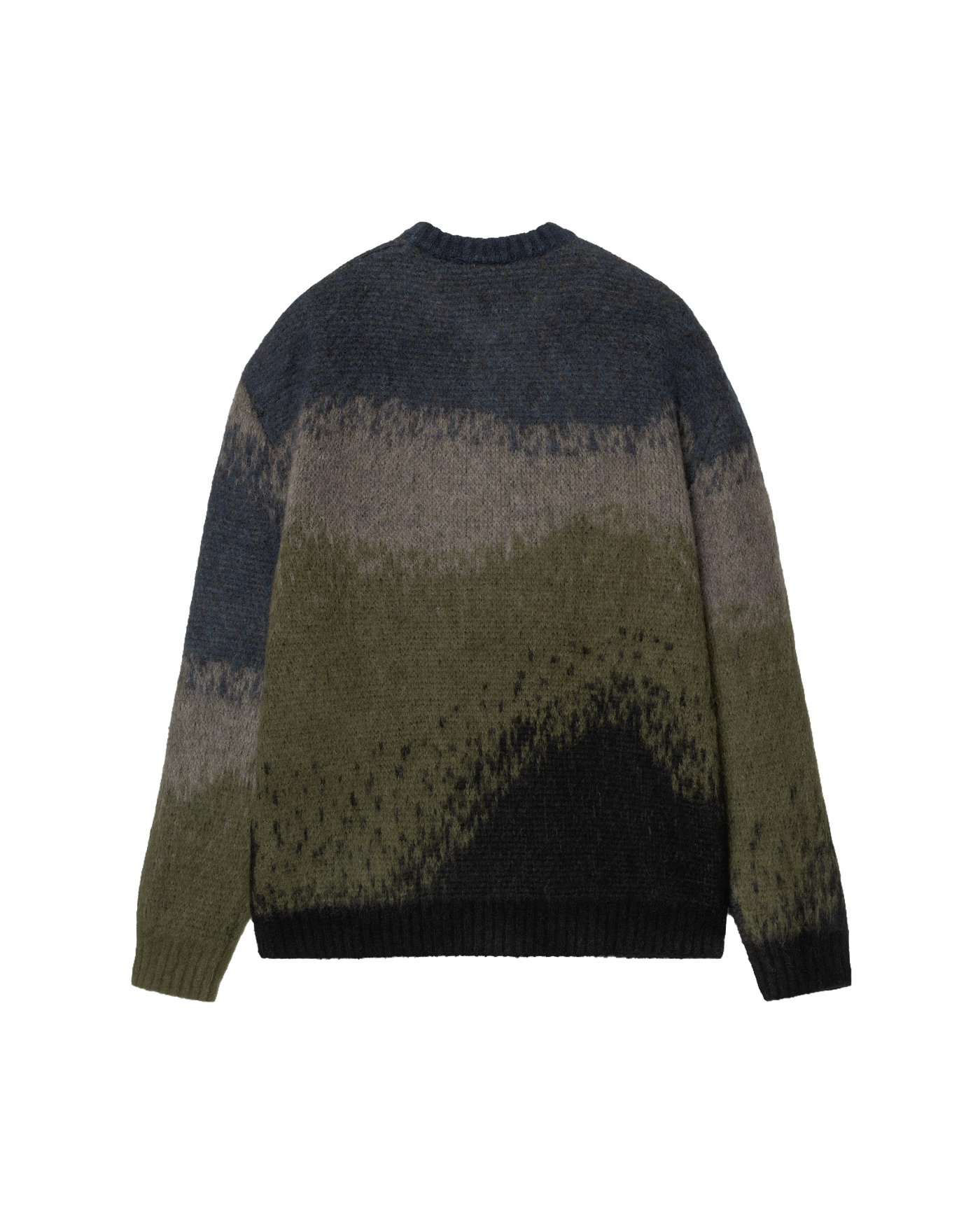 Pull tricoté rayures alpaga Carhartt WIP noir kaki taupe vue dos