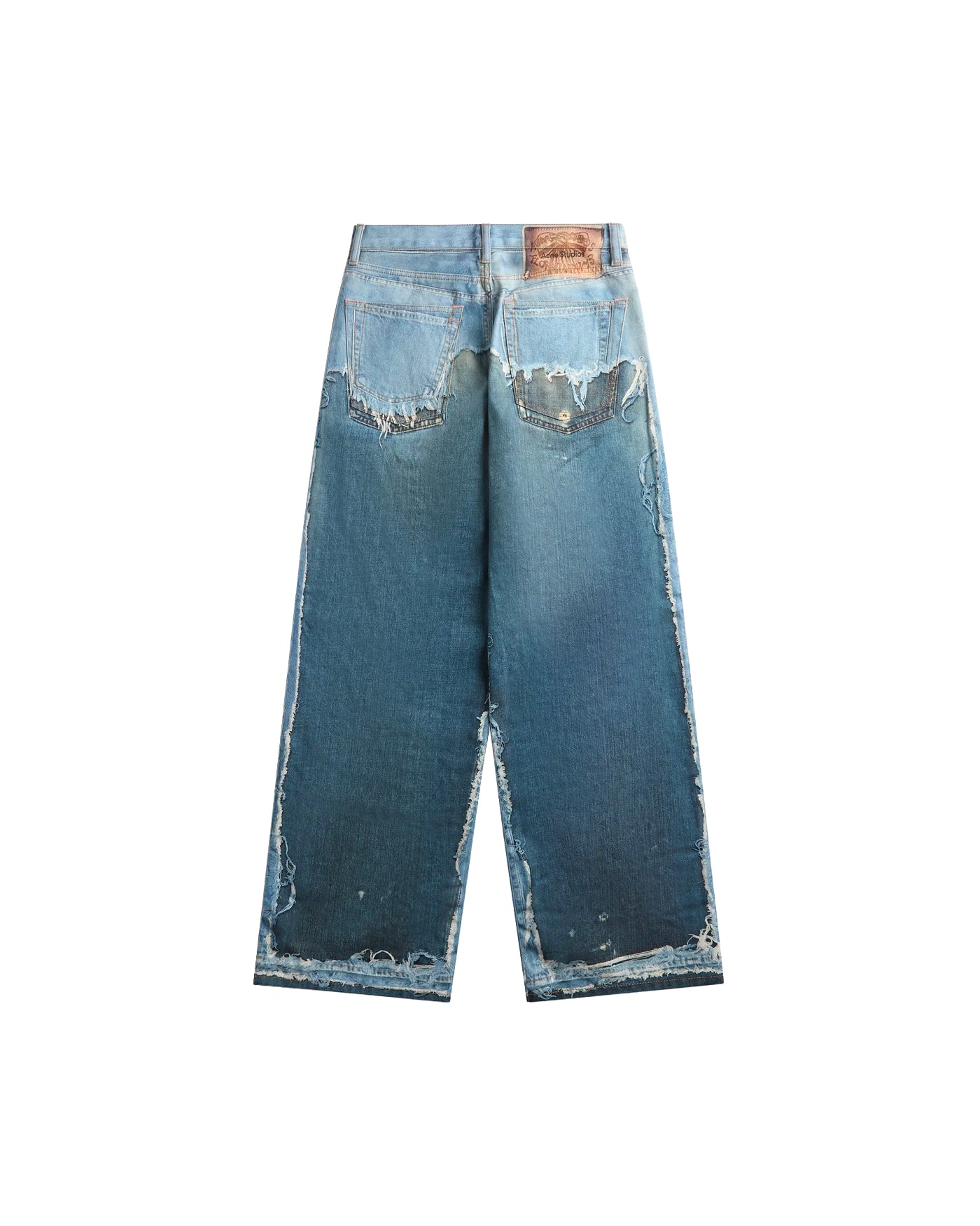 Jeans Acne Studios bleu délavé destroyed wide leg vue de dos