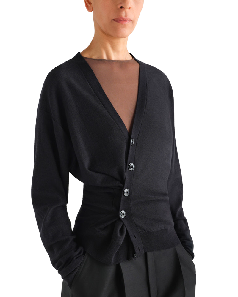 RELAXED TWISTED CARDIGAN BLACK