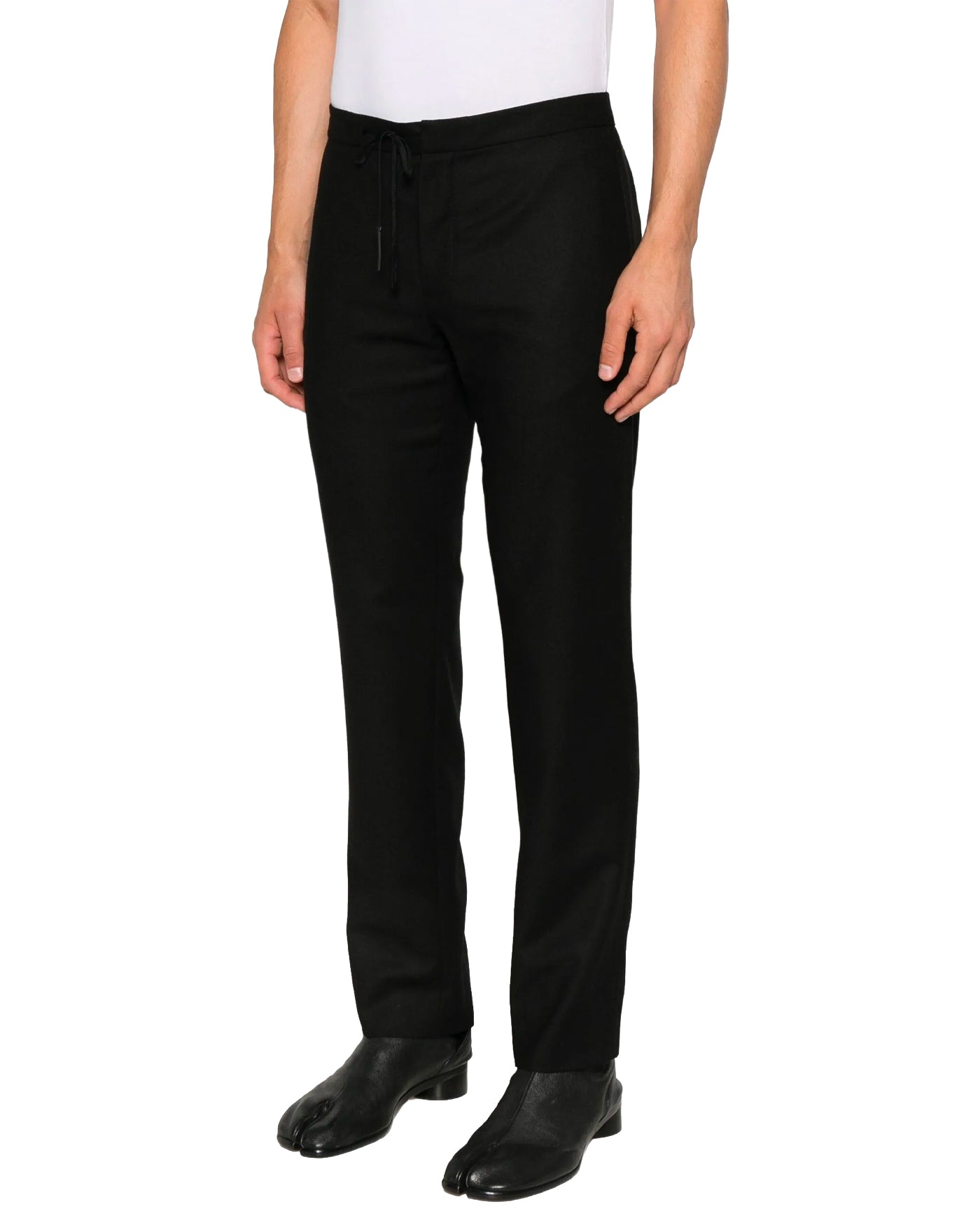 Pantalon Maison Margiela laine vierge noir ajusté profil gauche