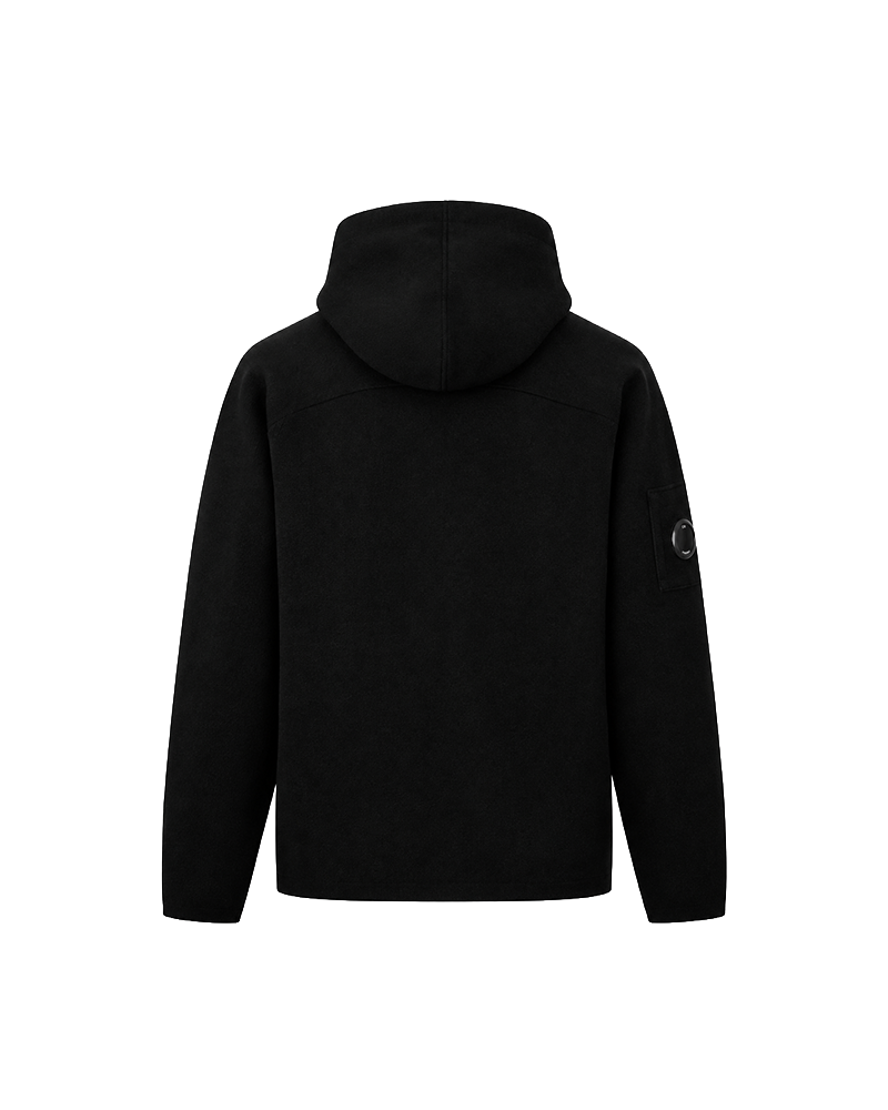 LAMBSWOOL GRS KNITTED ZIPPED HOODED SWEATER BLACK