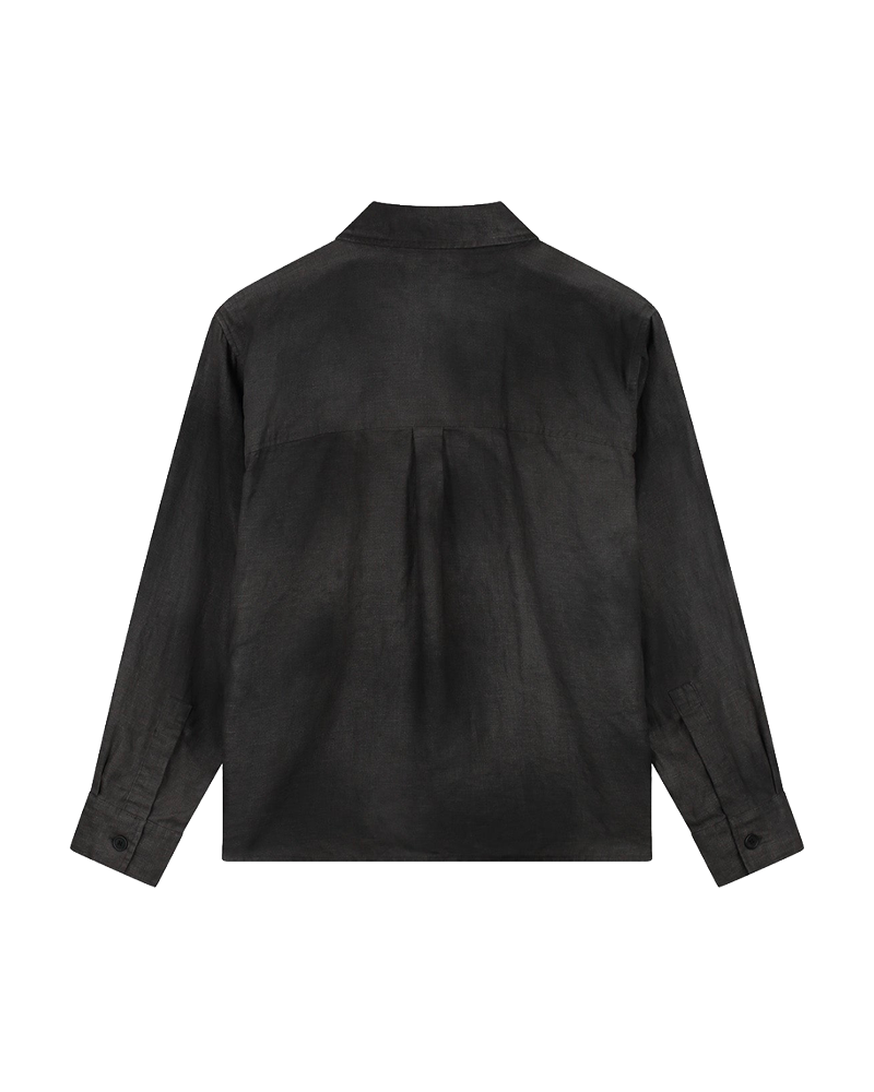 DUSTY LINEN ZIP SHIRT BLACK
