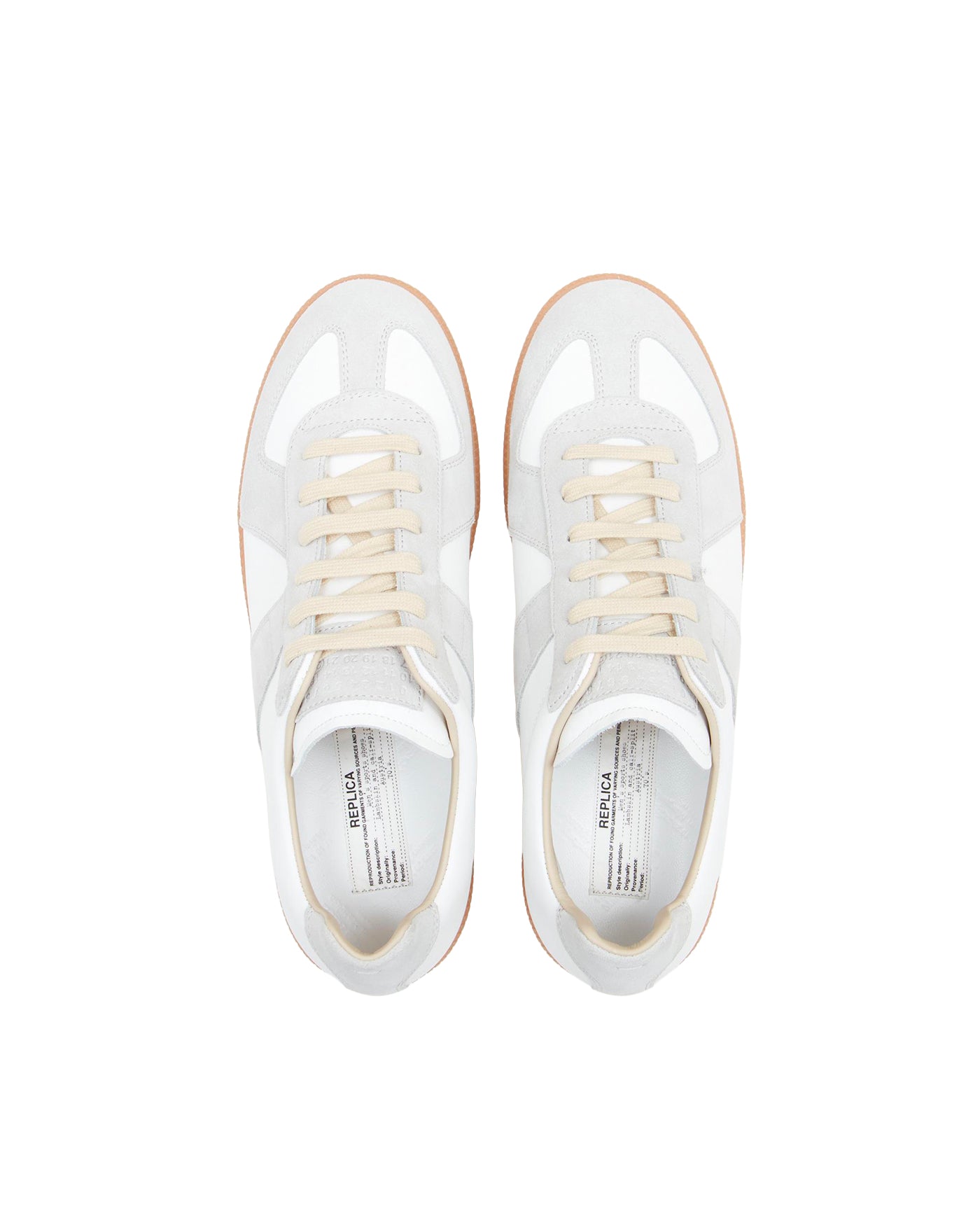 Sneakers Maison Margiela Replica off white et gris clair semelle gomme vue face