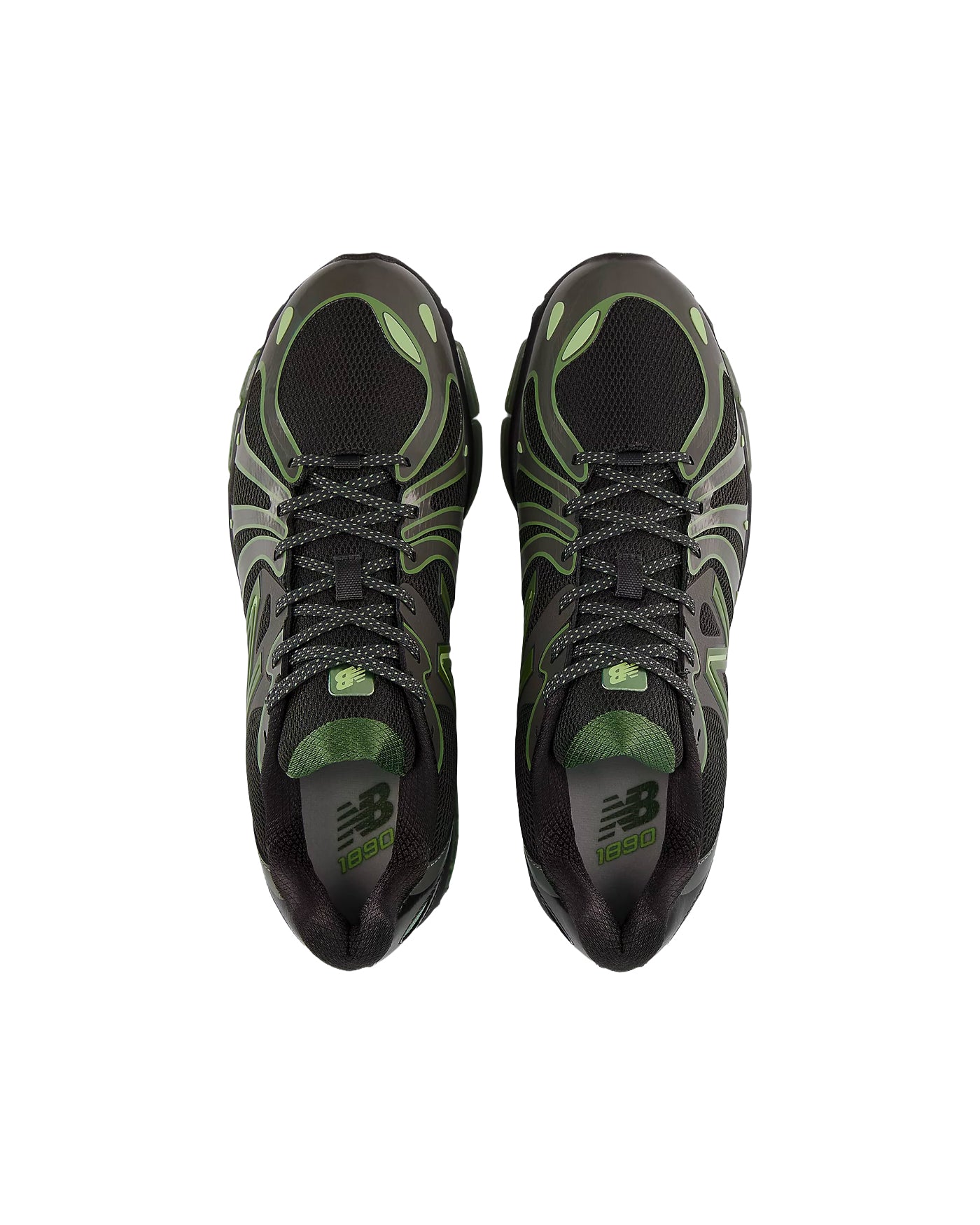 Sneakers New Balance 1890 coloris noir et vert fluo vue dessus