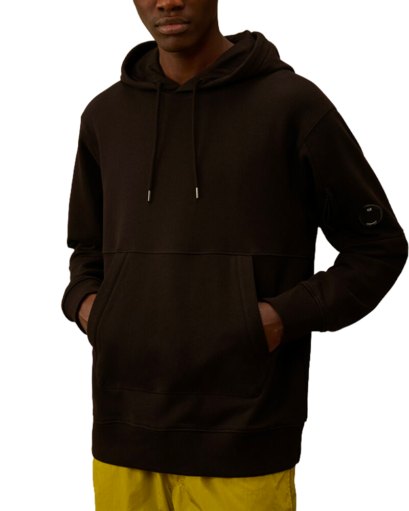 SWEATSHIRTS SWEAT HOODED IN DIAGONAL RAISED FLEECE BLACK
