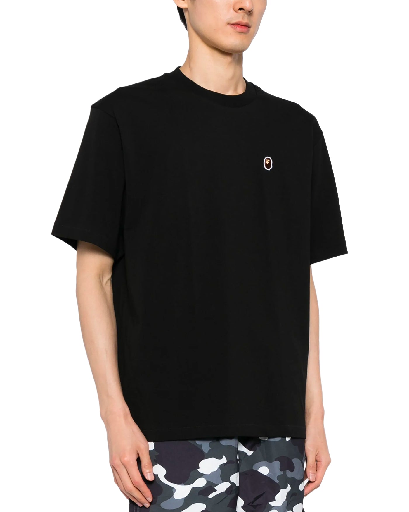 T-shirt Ape Head One Point BAPE noir logo poitrine face porté homme
