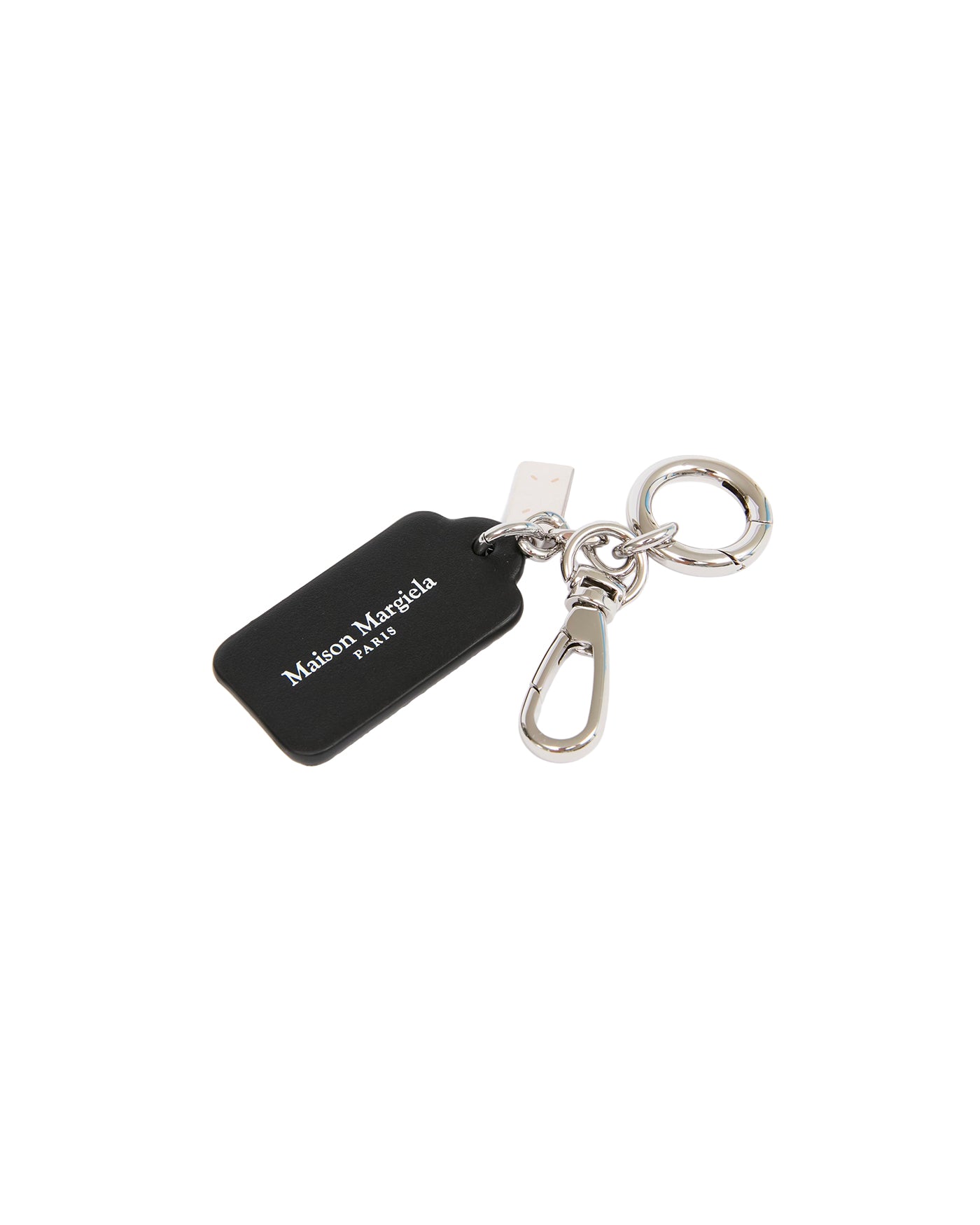 Porte-clés double étiquette noir Maison Margiela profil gauche