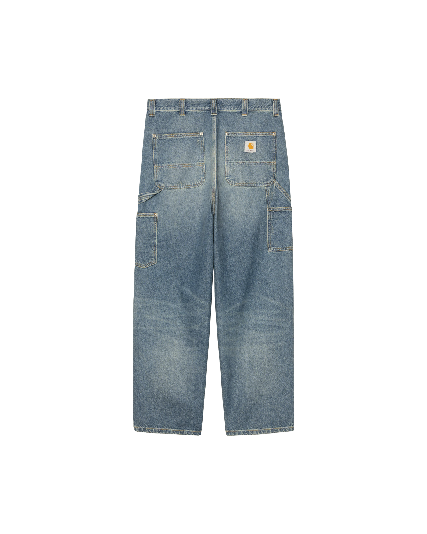 Pantalon Carhartt WIP denim bleu clair délavé double genouillère dos