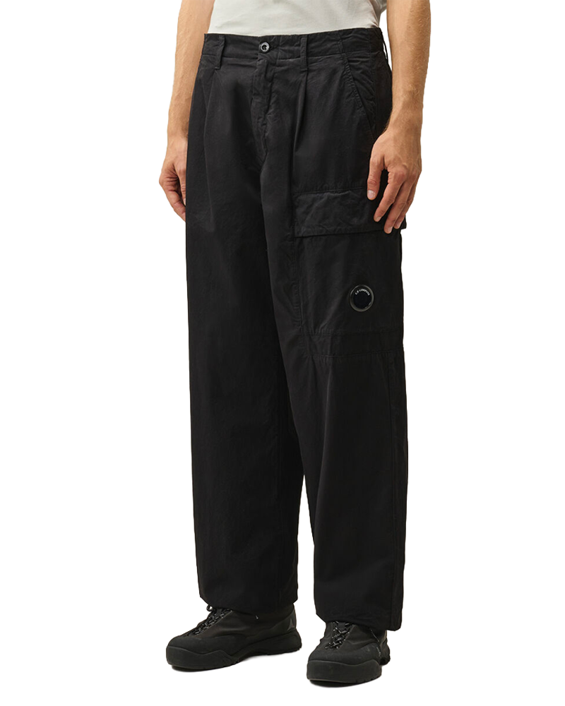 MICRO-REPS BOXY PLEATS CARGO PANTS BLACK