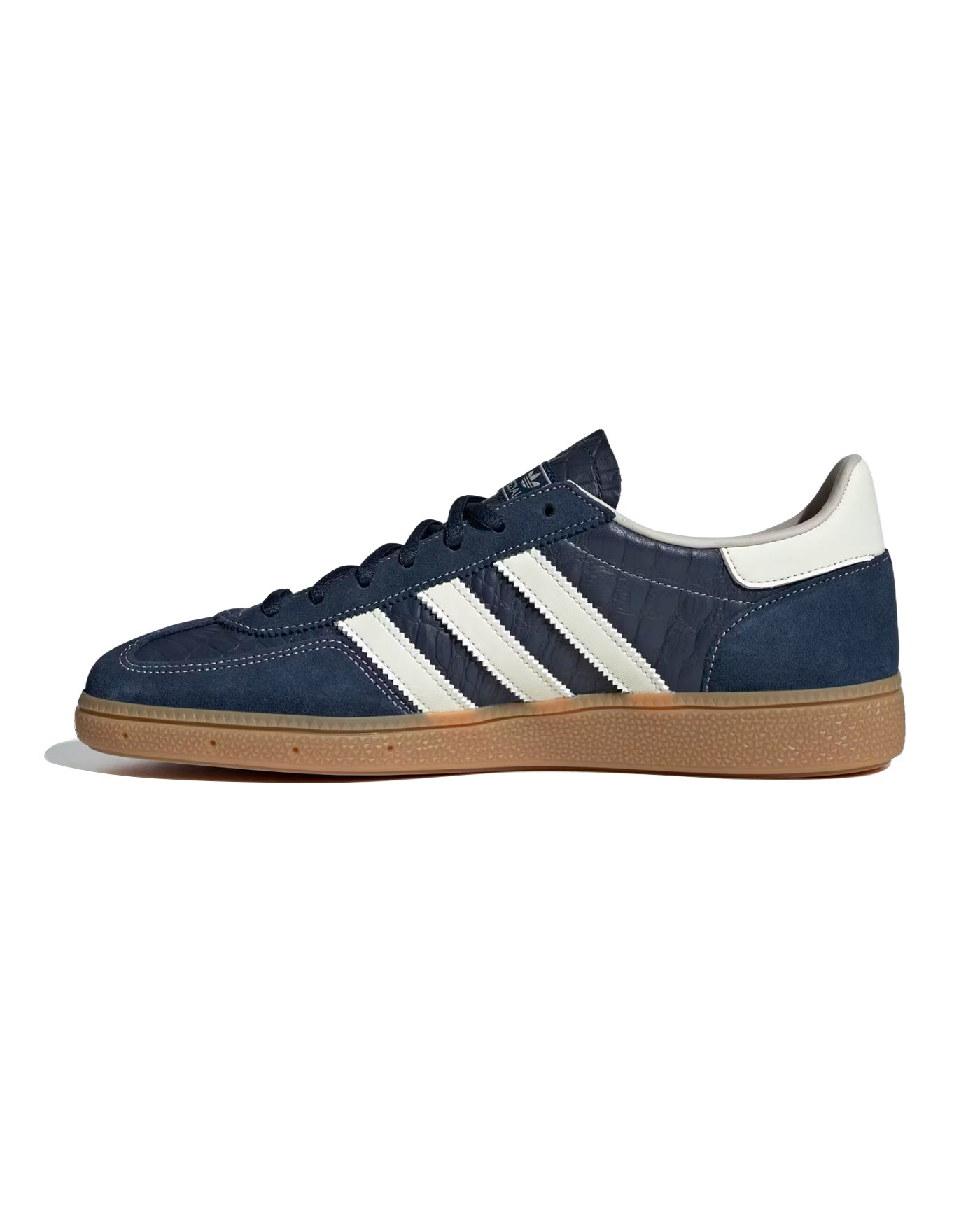 Sneakers Adidas Handball Spezial bleu indigo et crème semelle gum, profil gauche