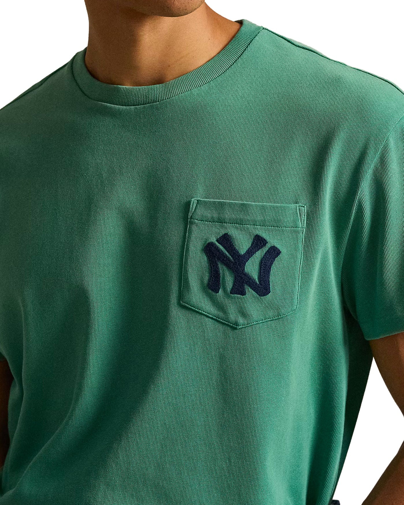 T-shirt Ralph Lauren vert détail poche brodée logo NY Yankees face