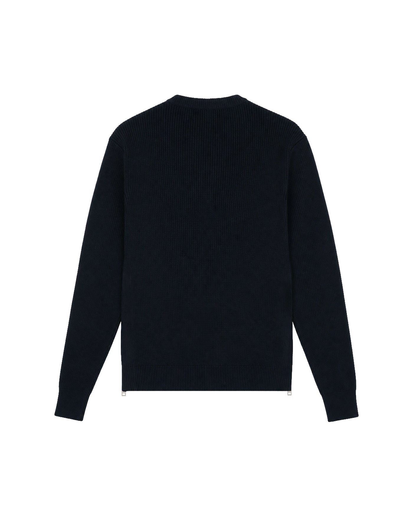 Pull côtelé col rond Jil Sander bleu marine zips latéraux dos