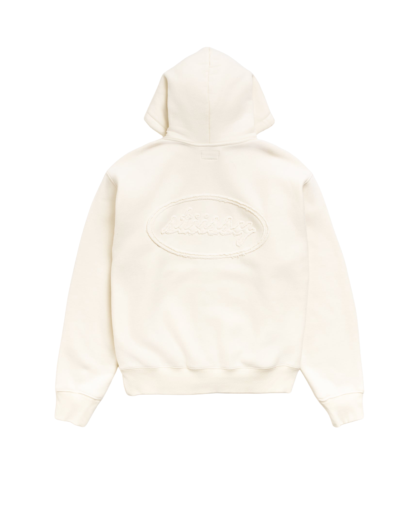 Sweat zippé à capuche Stüssy Cursive Applique écru brodé dos