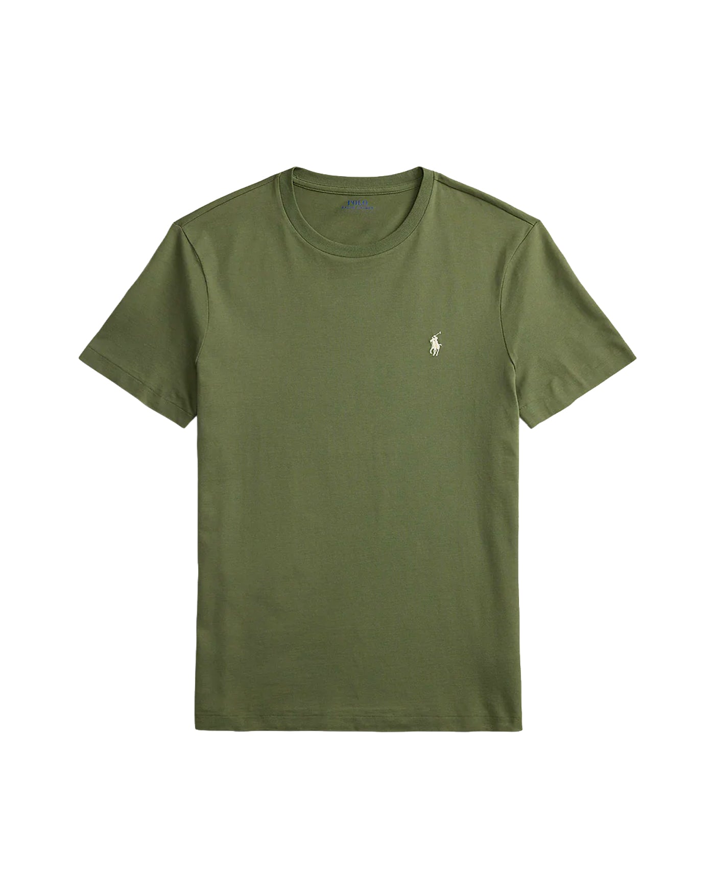 T-shirt Ralph Lauren vert kaki col rond logo poney brodé vue face