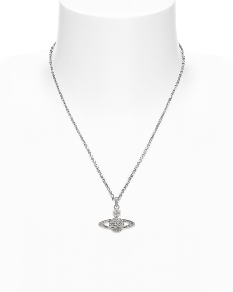 MINI BAS RELIEF ORB PENDANT PLATINUM CRYSTAL CRYSTAL