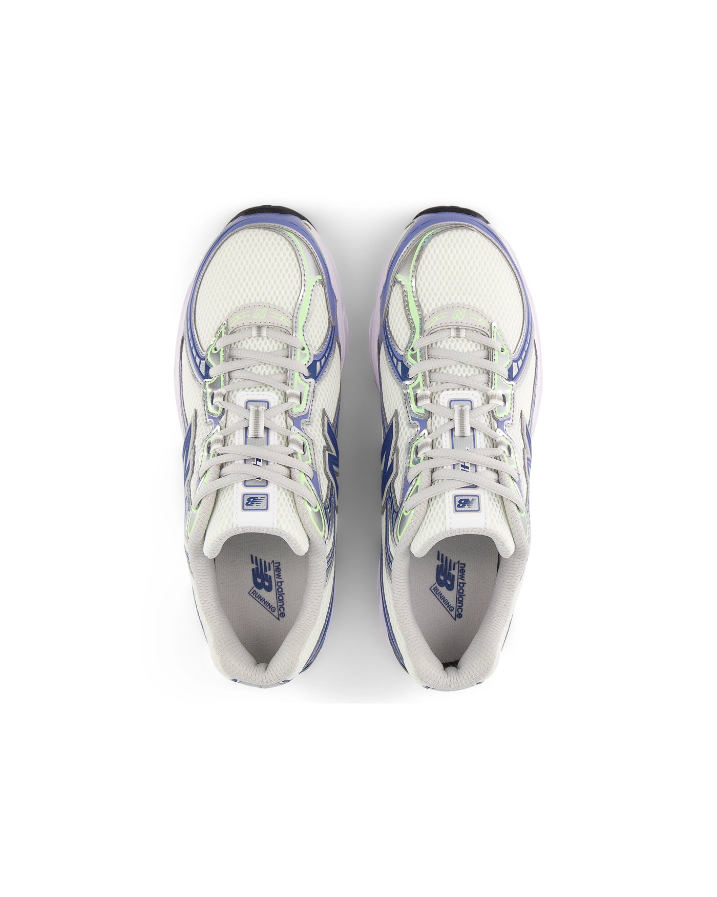 Sneakers New Balance 740 blanc bleu Magic Blue vert fluo vue du dessus