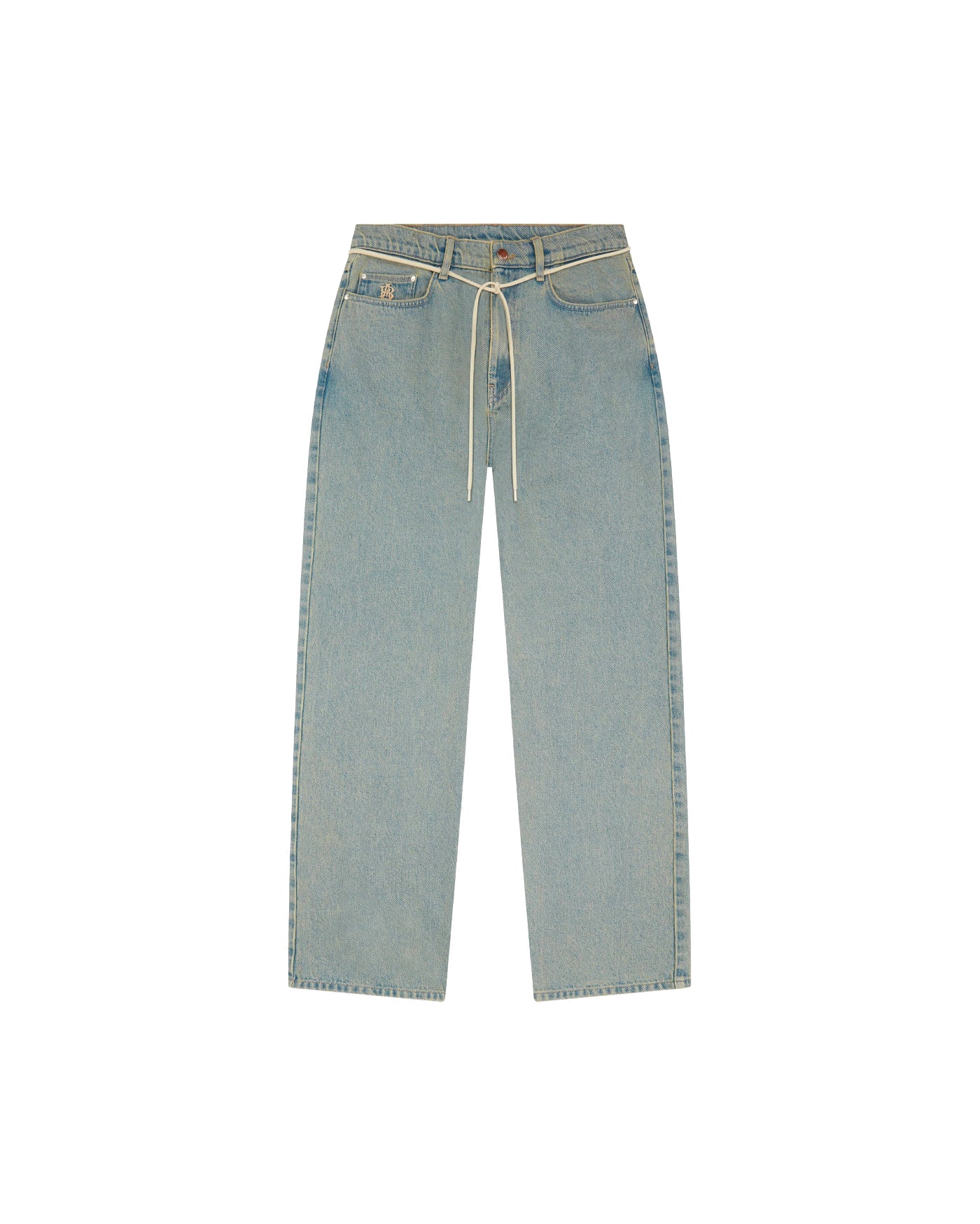 Jeans relaxed About:Blank Murky Wash bleu clair délavé avec cordon face