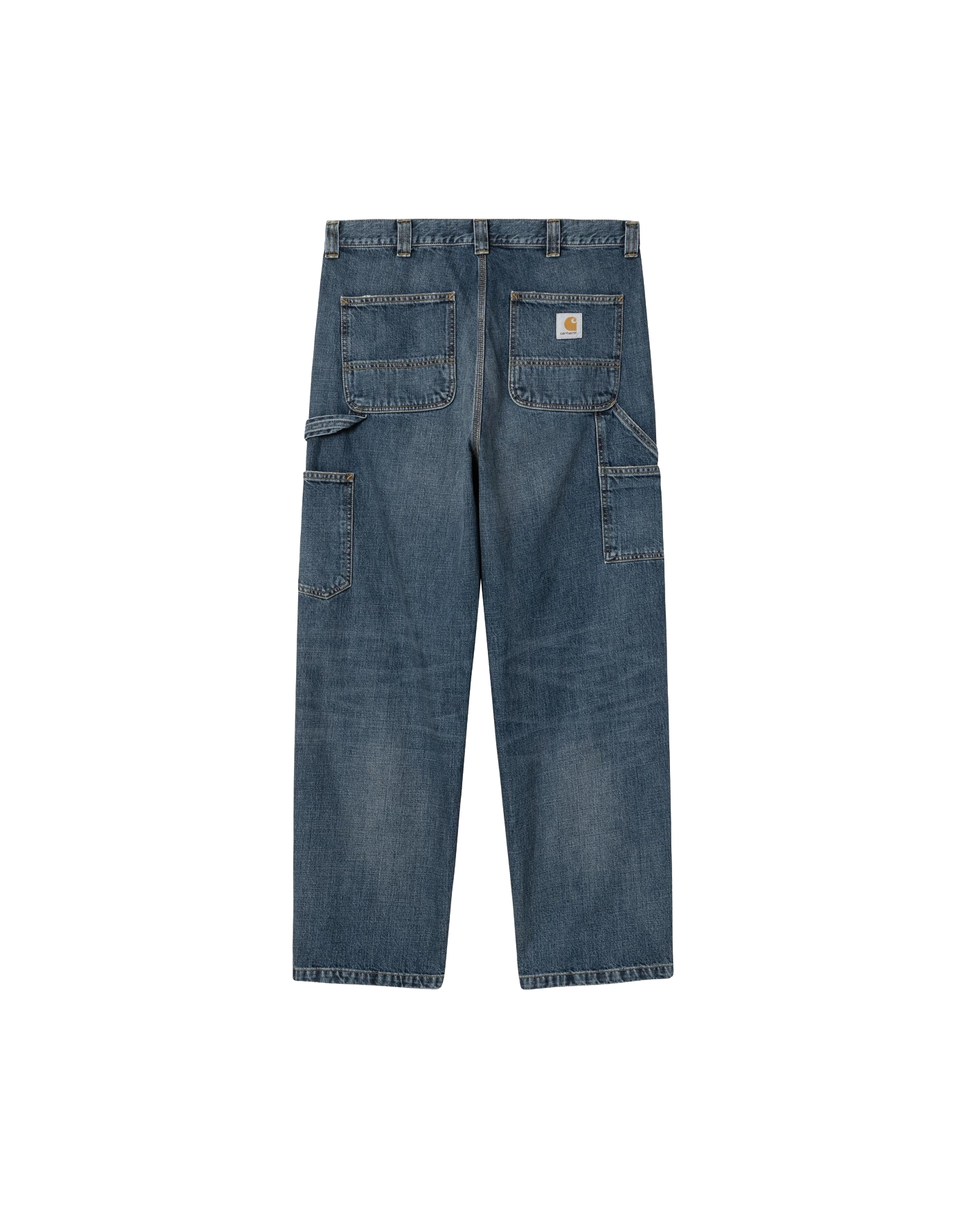 Pantalon Carhartt WIP denim bleu délavé double genouillère dos