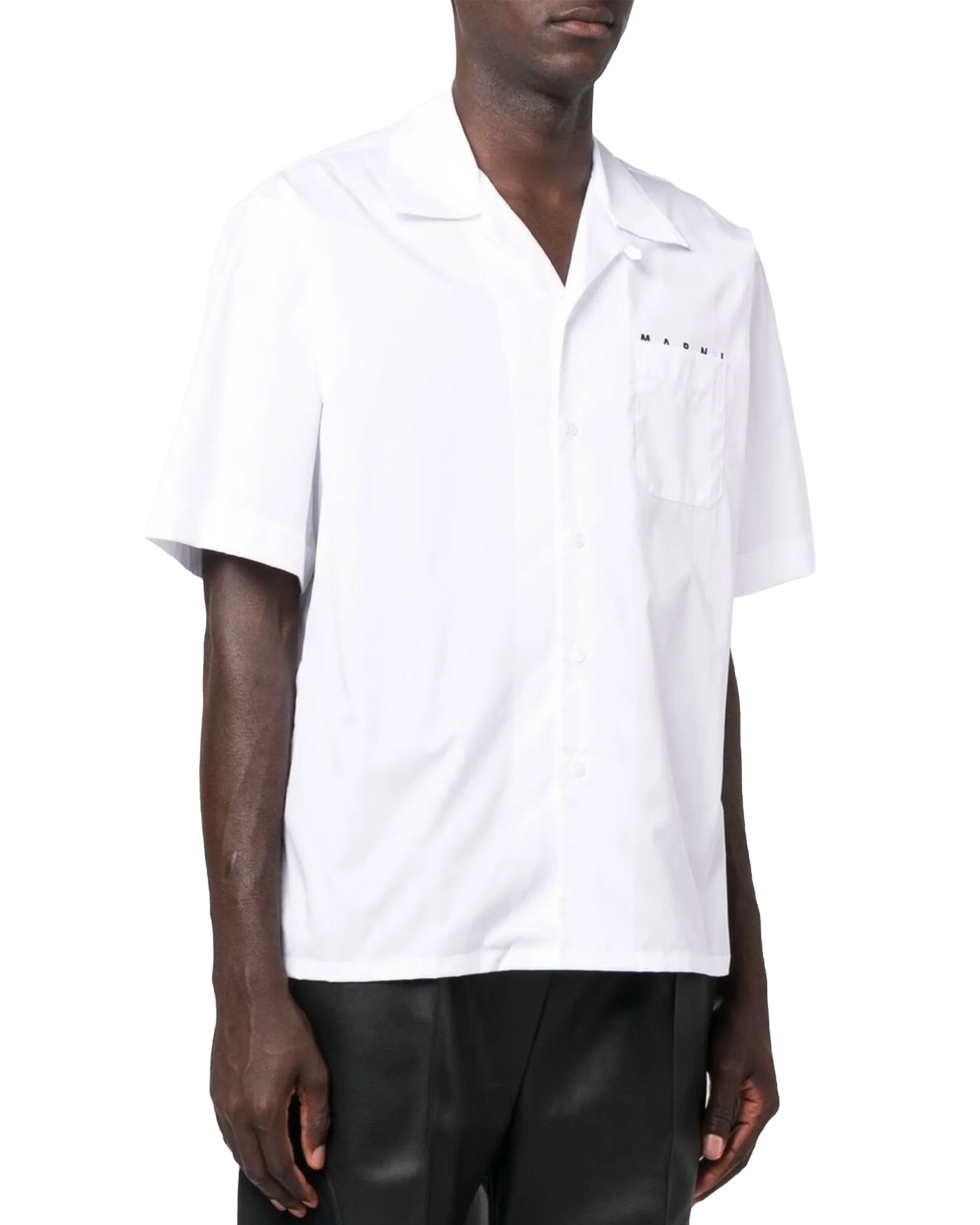 Chemise bowling Marni blanche manches courtes logo profil gauche