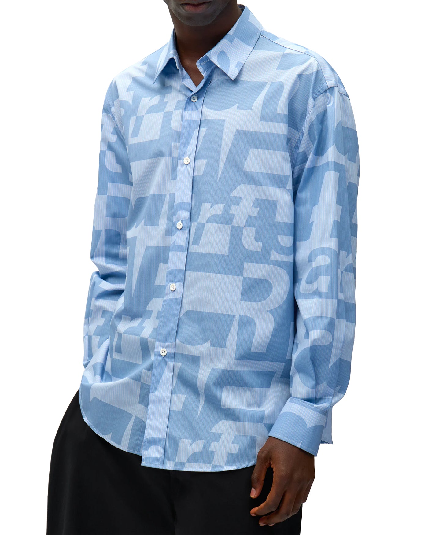 Chemise Arte Antwerp bleue ciel imprimé all-over lettres profil droit