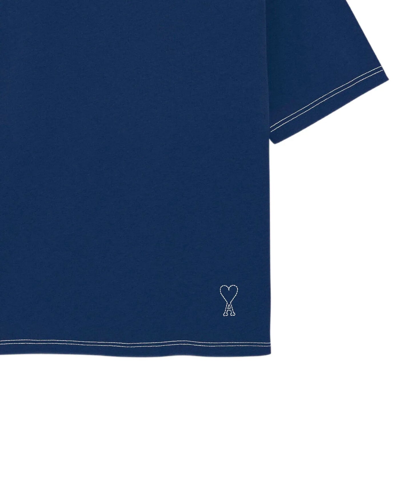 T-shirt Ami Paris bleu encre détail logo Ami de Coeur brodé face