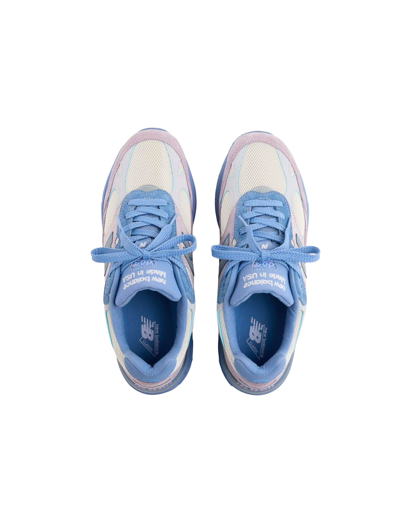 Sneakers New Balance 993 Washington lilas et bleu ciel vue de dessus