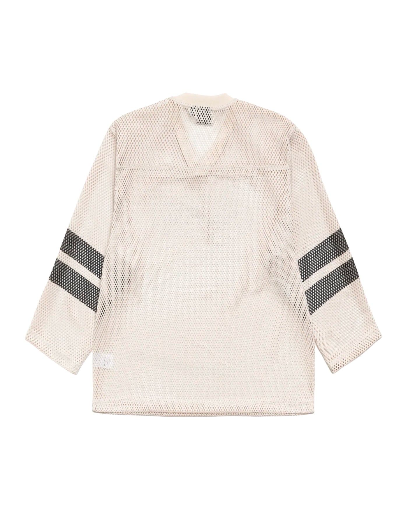 Jersey Stüssy Trucker Team maille mesh beige col V bandes noires dos