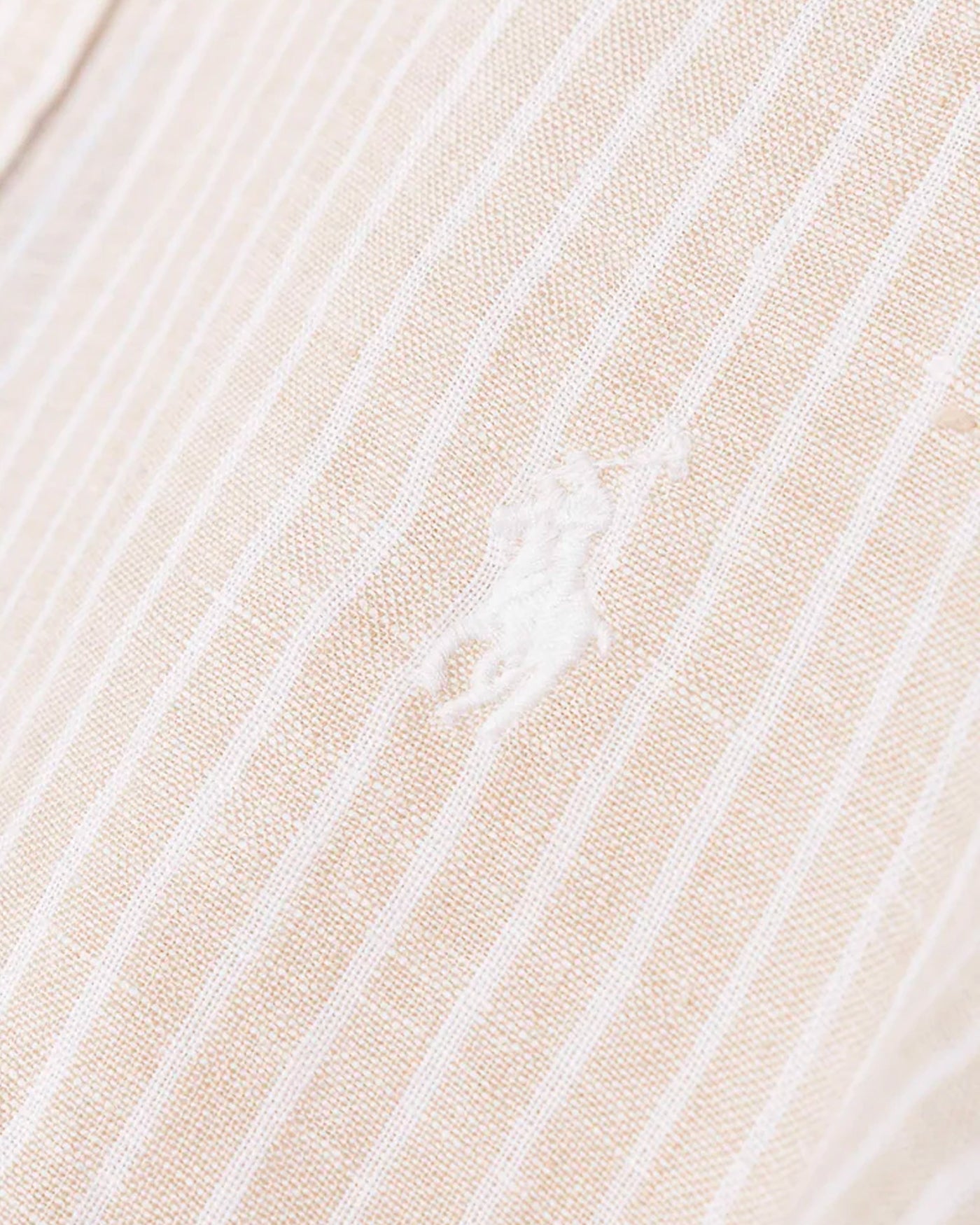Chemise Ralph Lauren lin rayée beige zoom logo Polo brodé poitrine