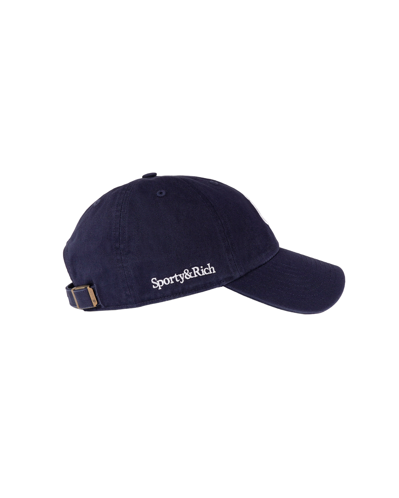 Casquette Sporty & Rich Yankees bleu marine logo NY blanc brodé profil gauche