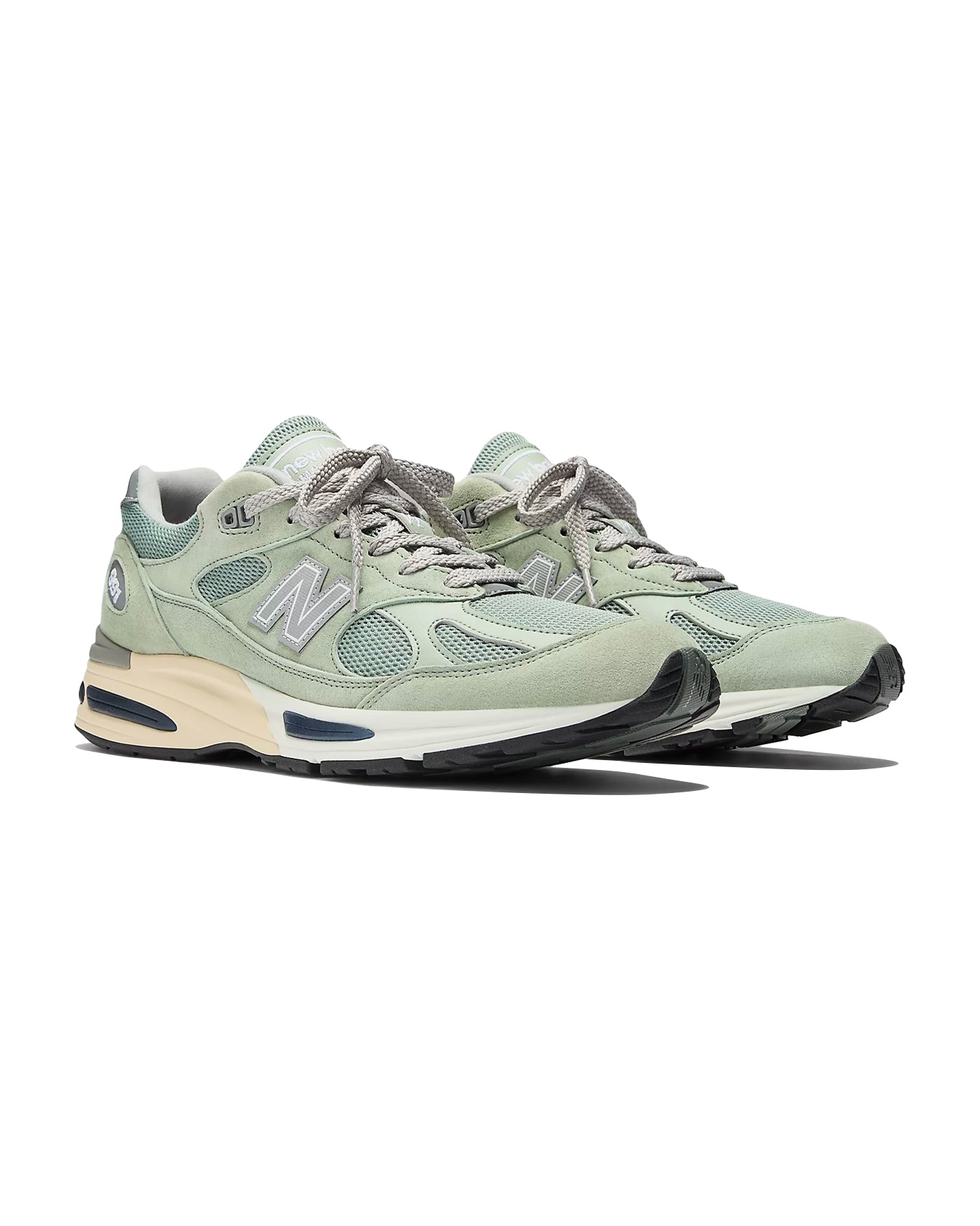 Sneakers New Balance 991v2 Made in UK vert sauge et argent vue paire face