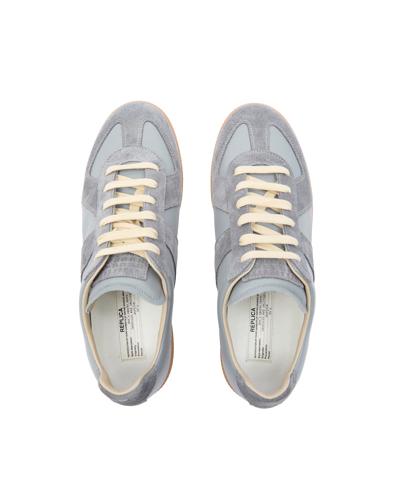 Sneakers Maison Margiela Replica gris semelle miel vue du dessus
