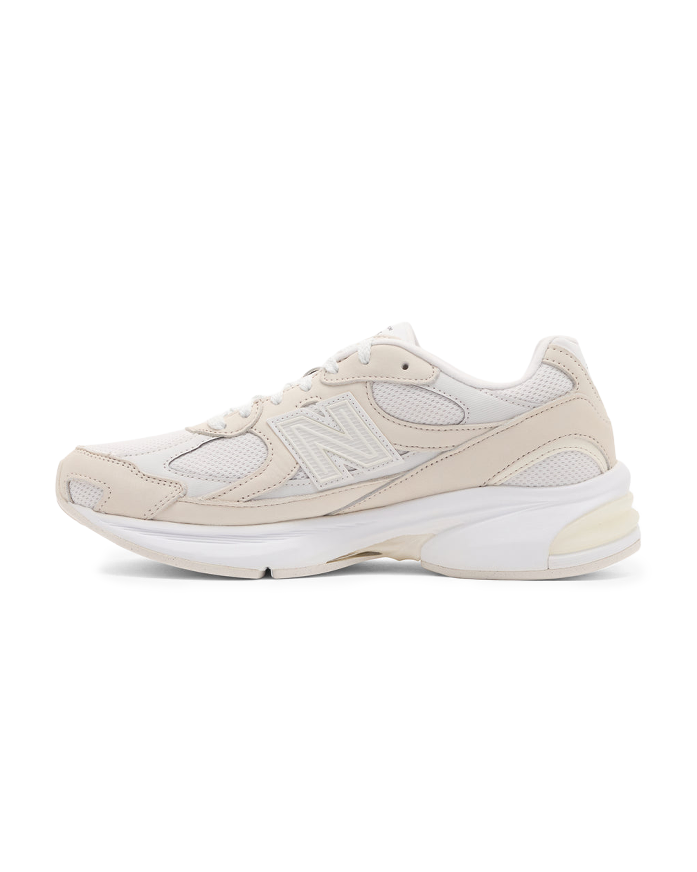 Sneakers Comme des Garçons x New Balance blanc beige profil gauche