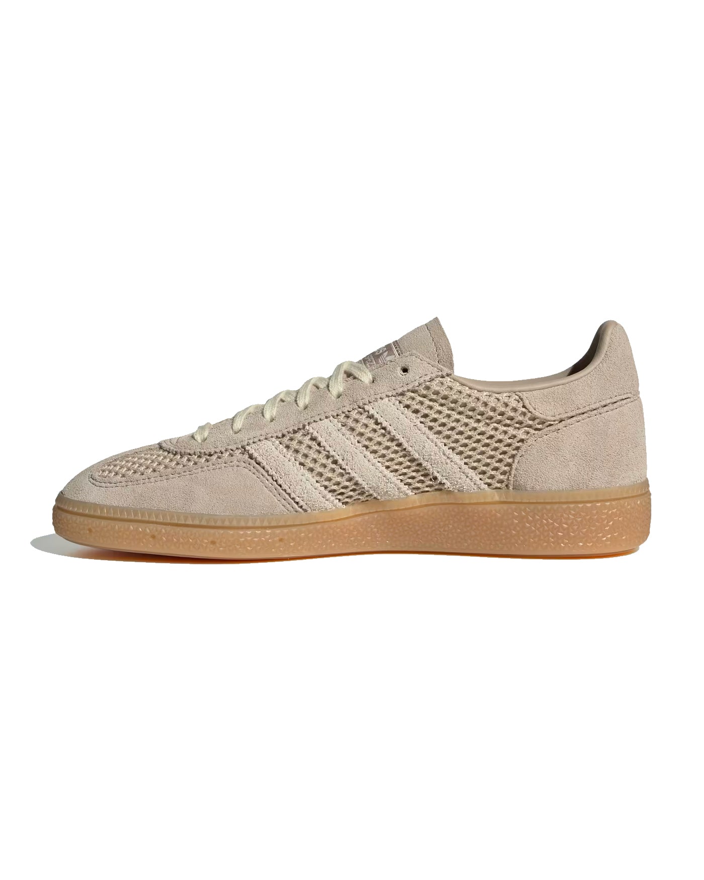 Sneakers Adidas Handball Spezial beige sable maille suède semelle gomme profil gauche