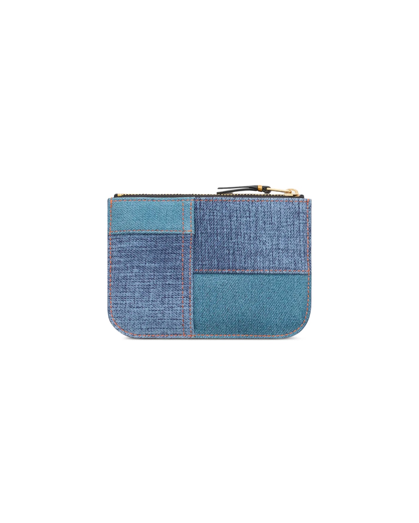 CDG WALLET 145X105 ZIP DENIM PATCHWORK BLEU
