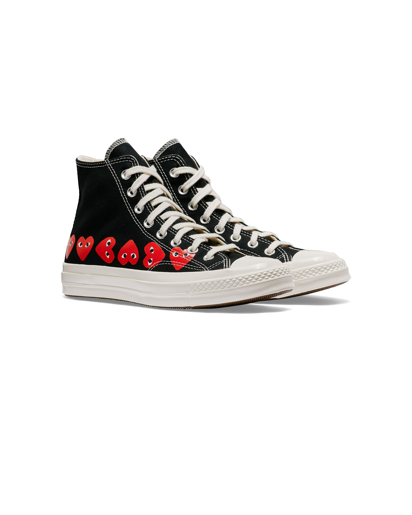 Sneakers Converse x Comme des Garçons Play noir multi-cœurs rouges face