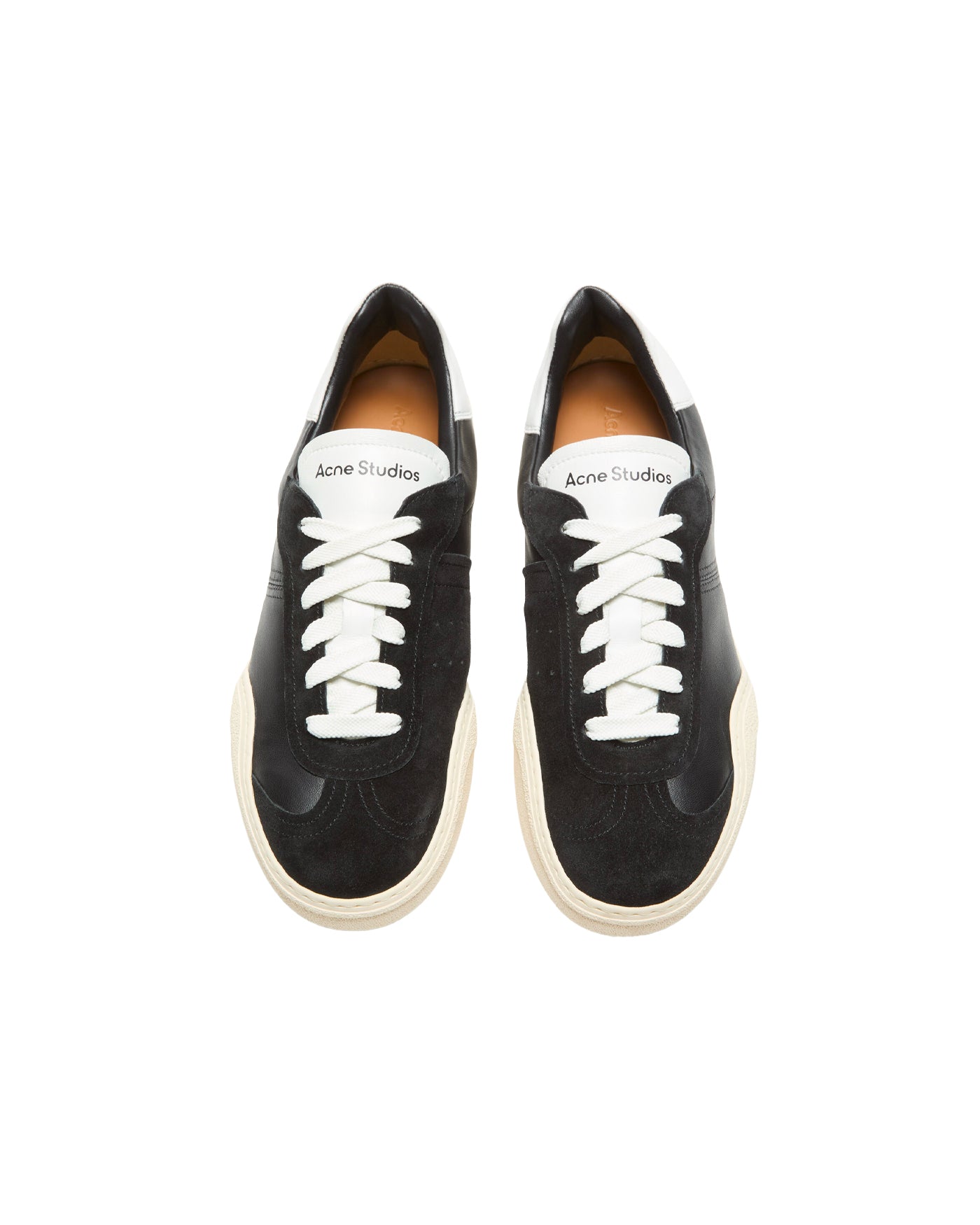 Sneakers Acne Studios Bar Drago noir et blanc vue de dessus lacets blancs