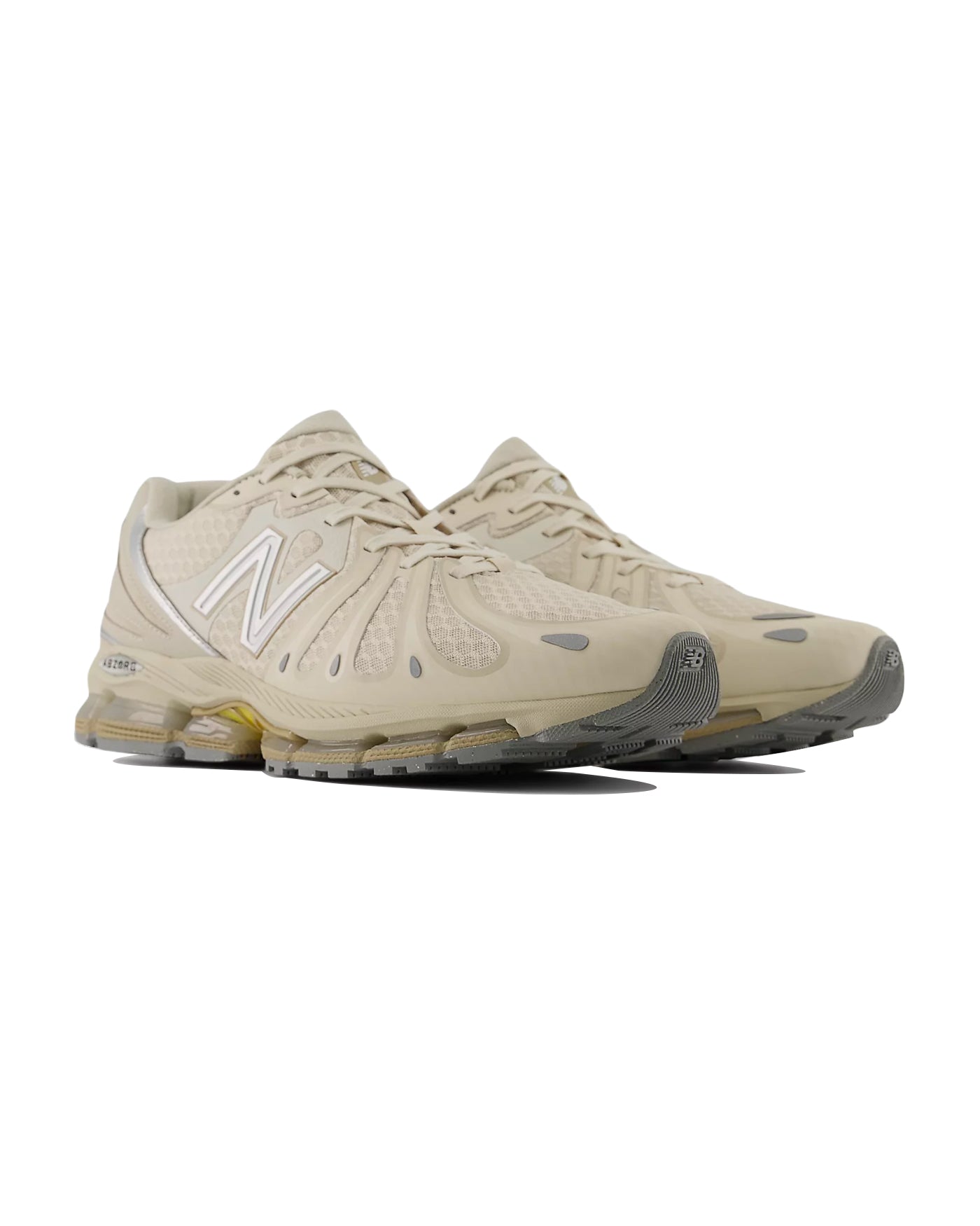Sneakers New Balance U1890 beige et argent semelle jaune vue face