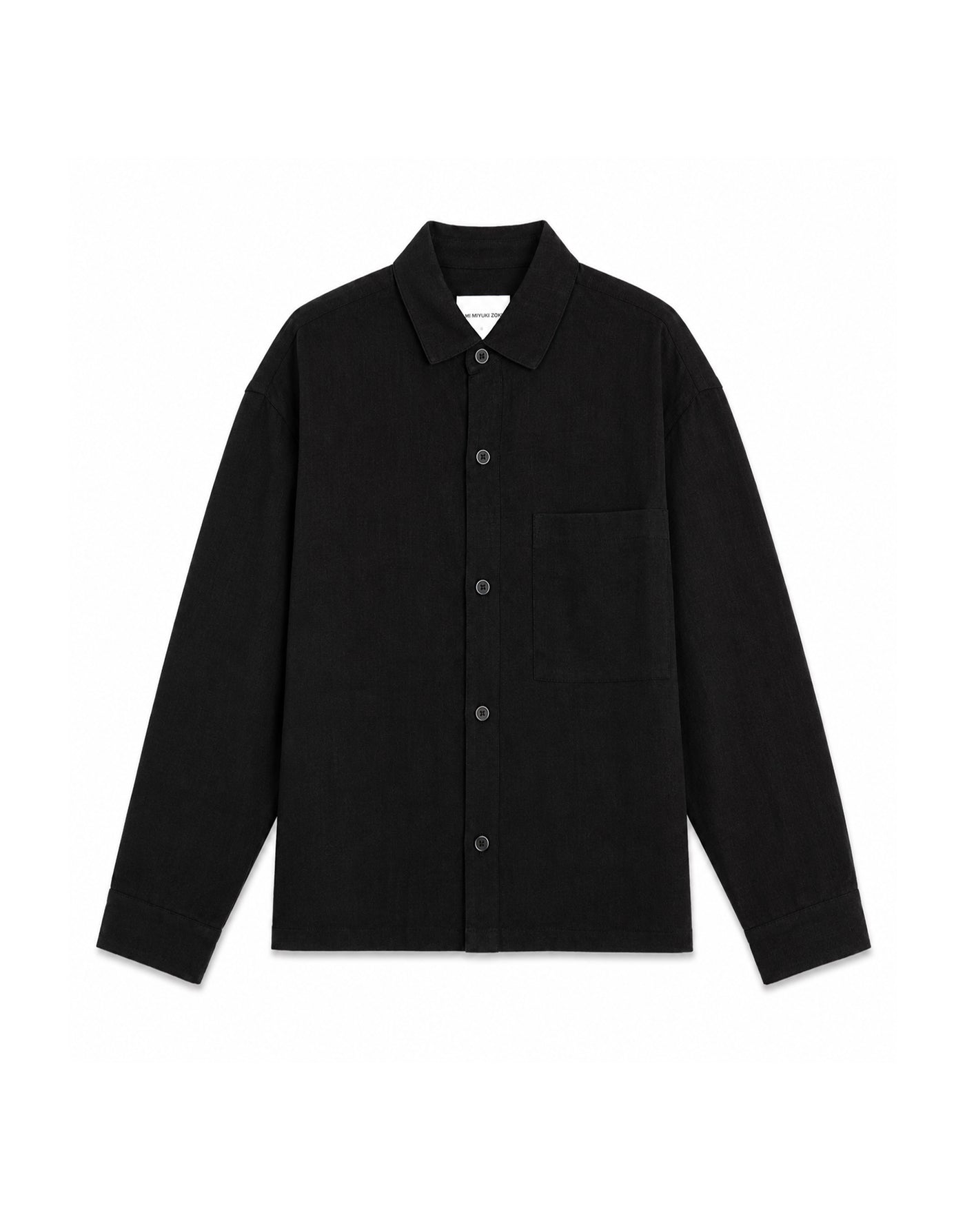 DRAPE SLUB BOX DRESS SHIRT BLACK