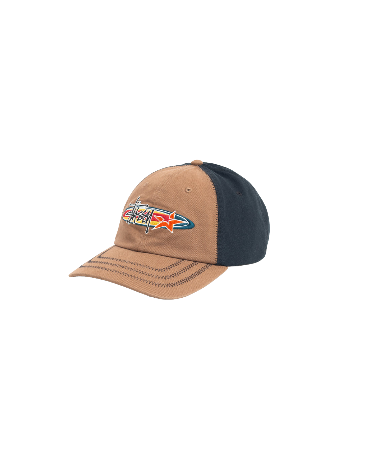 Casquette Stüssy LP Oval Star marron et marine logo brodé profil droit