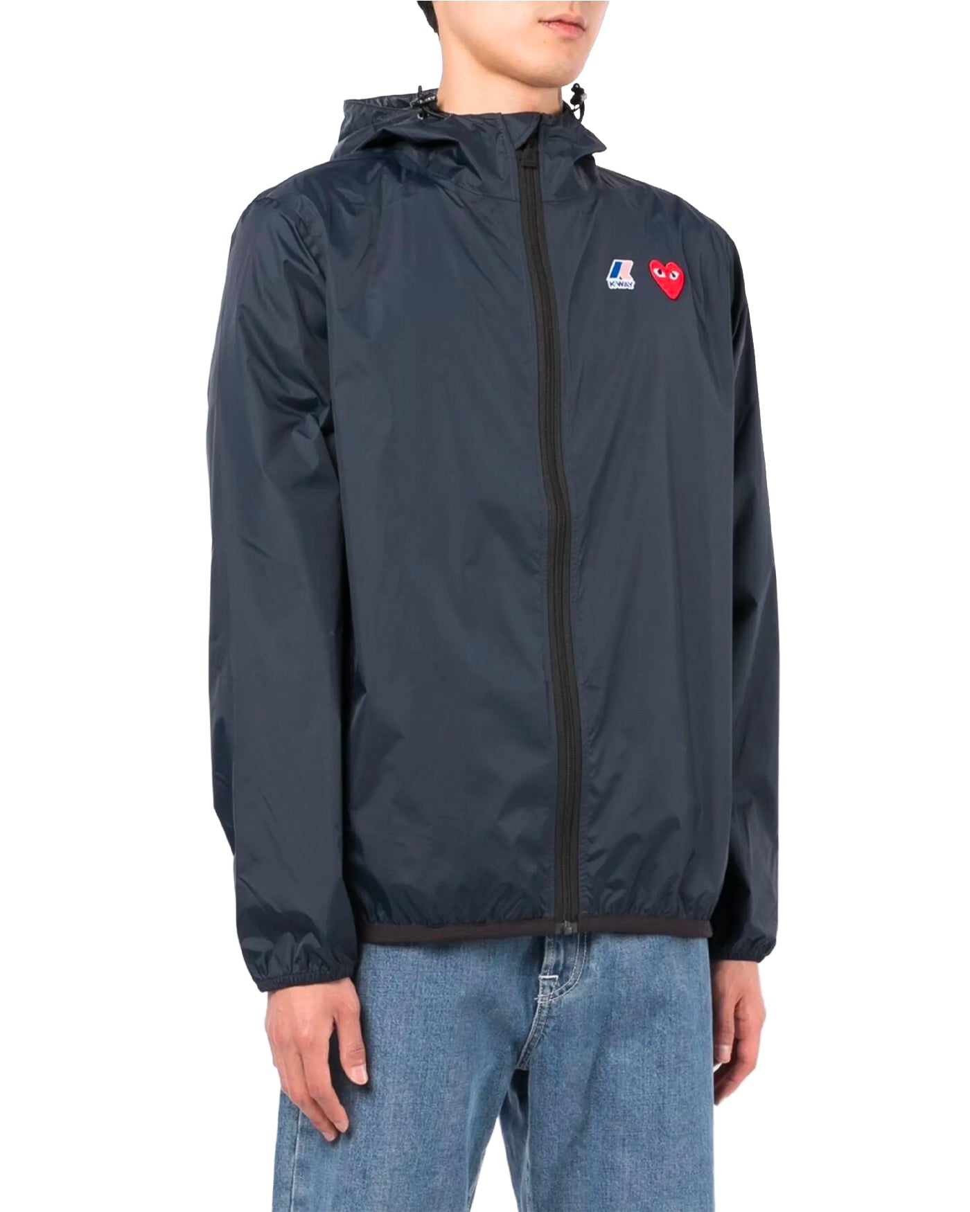 Coupe-vent Comme des Garçons Play x K-Way navy profil gauche