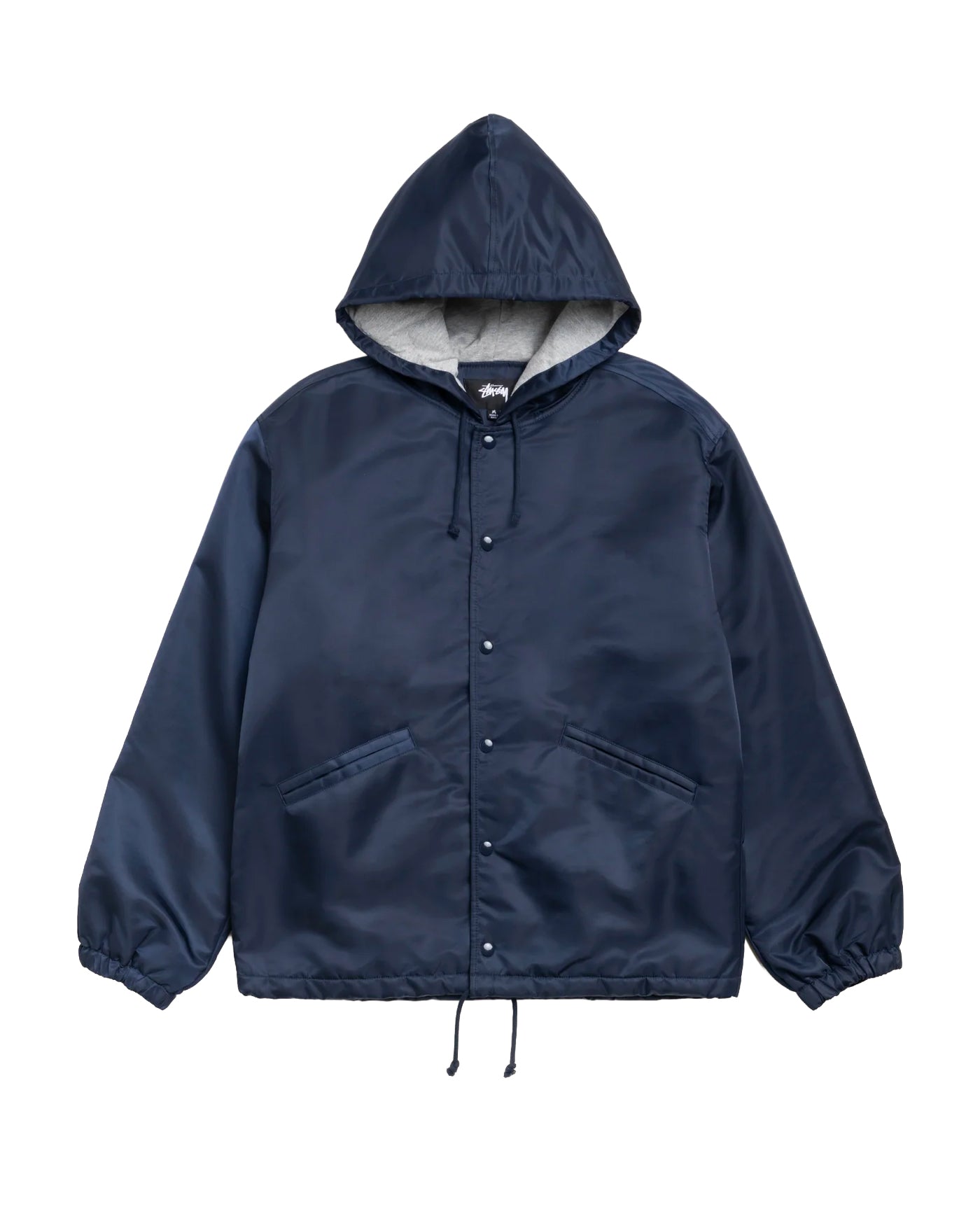 Veste coach Stüssy bleu navy à capuche et boutons pression, face