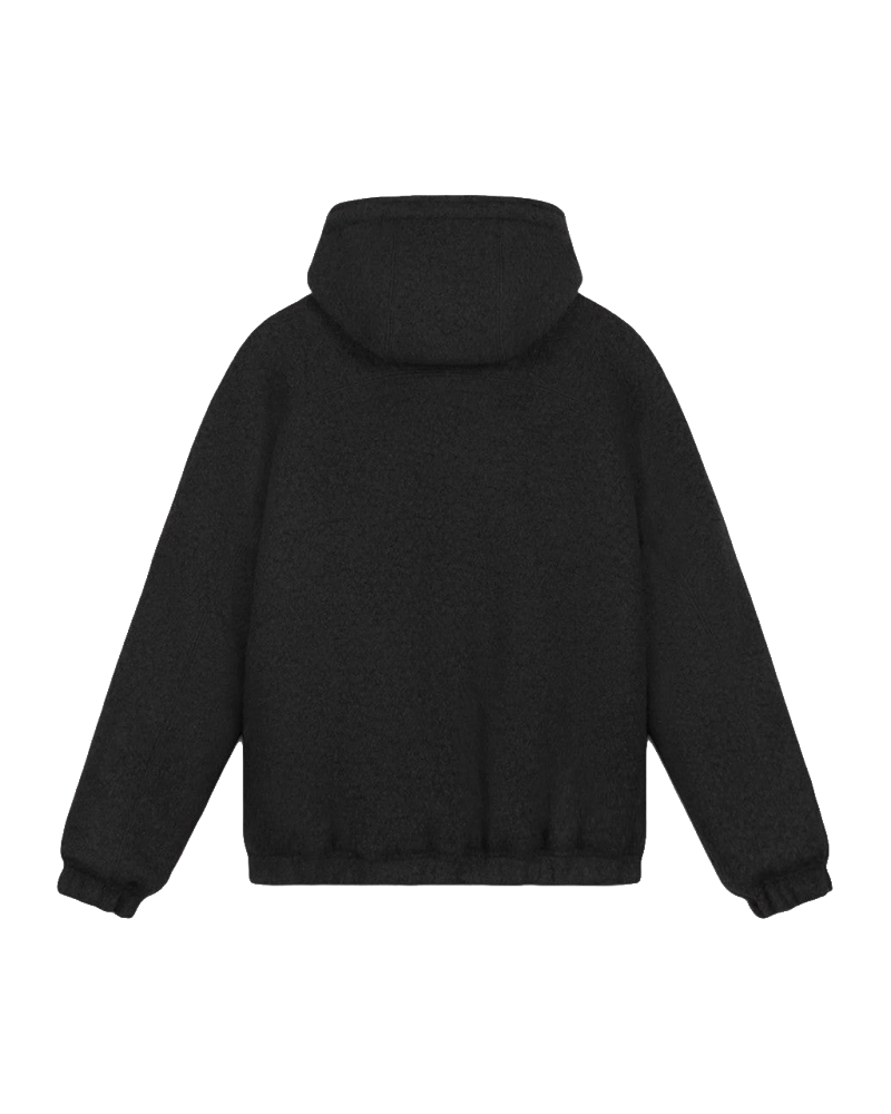 BOILED WOOL HOODED JACKET BLACK